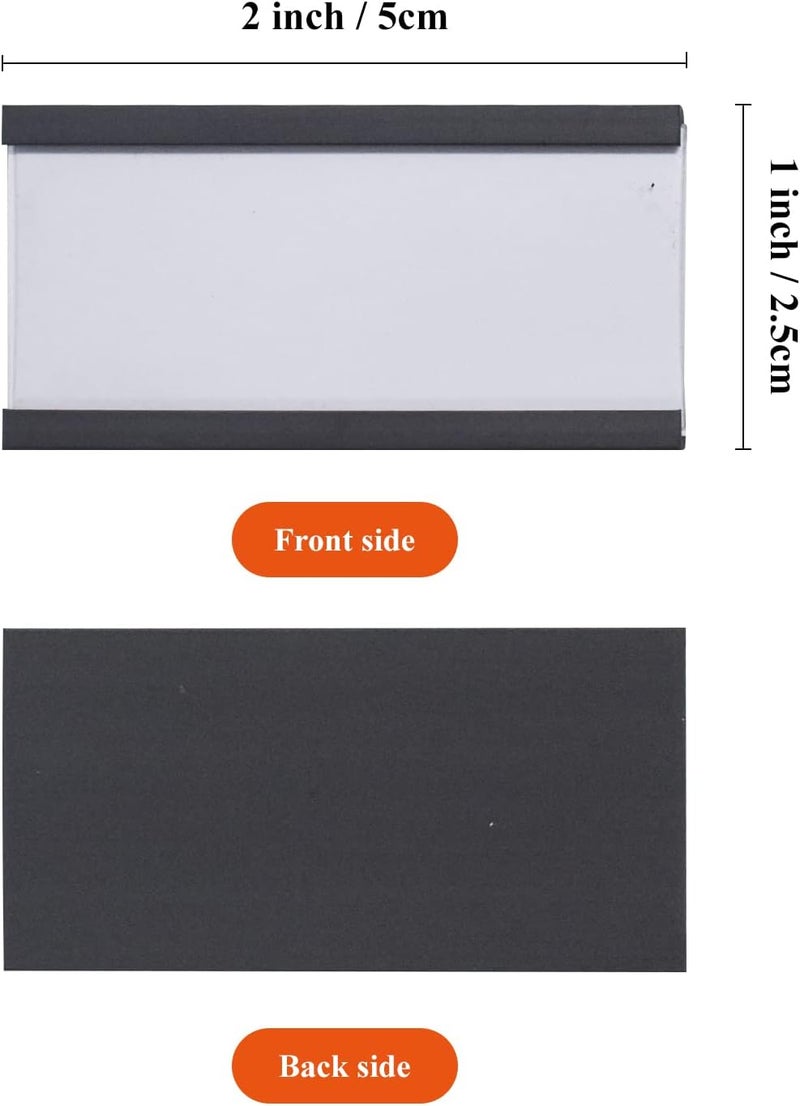 MVISUAL Store C Channel Magentic Label Holders 1x2 Inch with Paper Inserts and Clear Plastic Protectors,Magnetic Data Card Holders File Cabinet Labels,Pack of 50 - Image 4